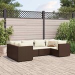 vidaXL Salon de jardin 6 Pièces avec coussins Marron Résine tressée
