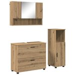 vidaXL Ensemble de mobilier de salle de bain 3 Pièces Chêne artisanal