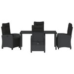 vidaXL Ensemble de repas de jardin 5 pièces Noir Poly Rattan