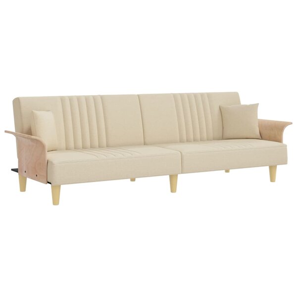 vidaXL Canapé-lit avec accoudoirs crème tissu