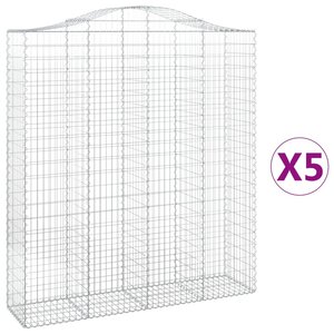 vidaXL Paniers à gabions arqués 5 Pièces 200x50x220/240 cm Fer galvanisé