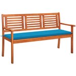 vidaXL Banc de jardin 3 places avec coussin 150 cm Bois d'eucalyptus
