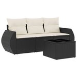 vidaXL Salon de jardin 4 Pièces avec coussins noir résine tressée