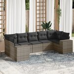 vidaXL Salon de jardin avec coussins 7 Pièces gris résine tressée