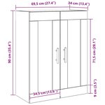 vidaXL Meuble mural Chêne noir 69 5 x 34 x 90 cm Bois d'ingénierie