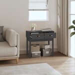 vidaXL Table console Gris 76 5x40x75 cm Bois massif de pin