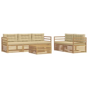vidaXL Ensemble de canapés d'extérieur 6 pc Blanc et Beige