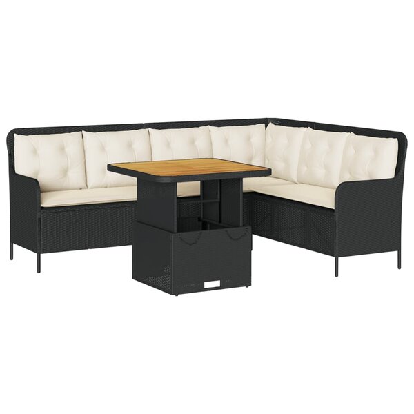 vidaXL Canapés de jardin 2 Pièces avec coussins Noir Résine tressée