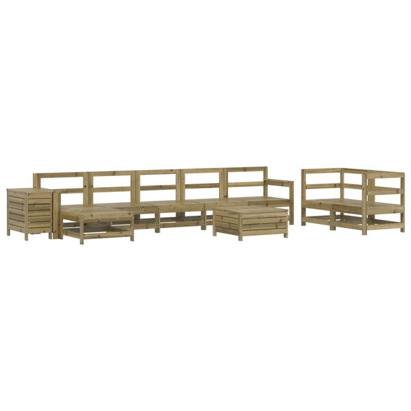 vidaXL Salon de jardin 10 Pièces bois de pin imprégné