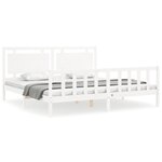 vidaXL Cadre de lit avec tête de lit blanc 200x200 cm bois massif