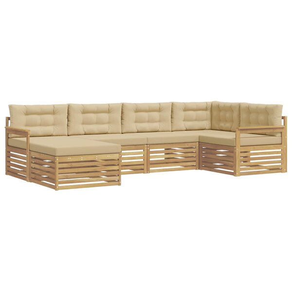 vidaXL Ensemble de canapés d'extérieur 6 pc Blanc et Beige Polyester