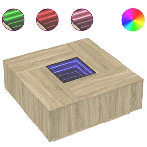 vidaXL Table basse avec LED infini chêne sonoma 100x100x40 cm