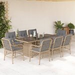 vidaXL Ensemble à manger de jardin et coussins 9 Pièces mélange beige