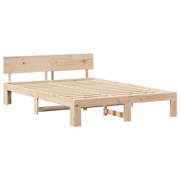 vidaXL Cadre de lit avec tête de lit 160x200 cm en bois de pin massif