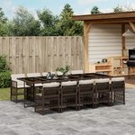 vidaXL Ensemble à manger de jardin et coussins 11 Pièces marron rotin