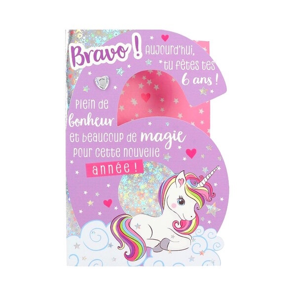 Carte De Voeux - Anniversaire - Bravo ! Aujourd'hui tu fêtes tes 6 ans !