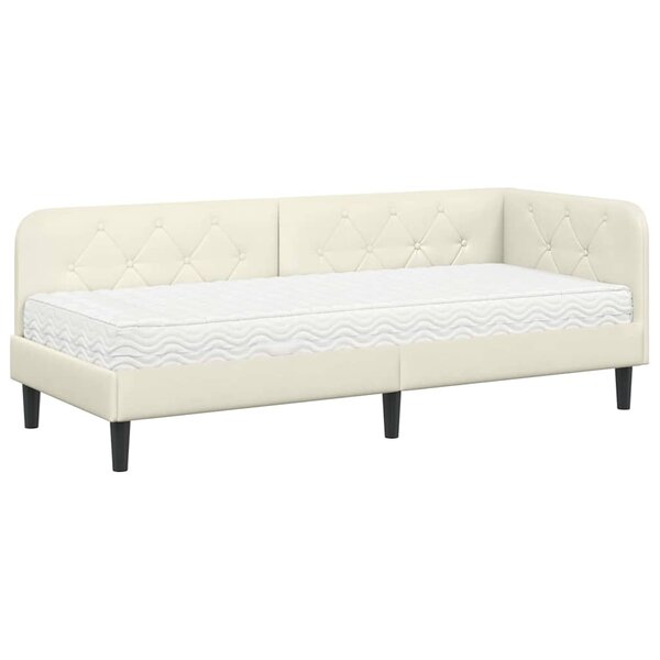 vidaXL Cadre de lit d'angle Crème 80 x 200 cm Velours