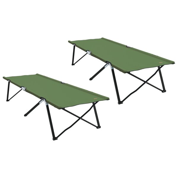 vidaXL Lits de soleil pliants avec sacs de transport 2 Pièces Vert armée 600D Tissu Oxford