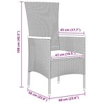 vidaXL Ensemble de salle à manger pour jardin avec coussin 9 Pièces Gris