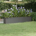 vidaXL Lit surélevé de jardin Acier galvanisé 224x40x36 cm gris