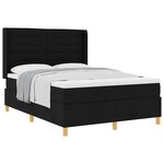 vidaXL Lit à ressorts avec matelas Noir 160 x 200 cm tissu