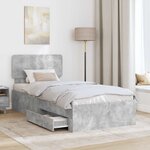 vidaXL Cadre de lit Gris béton 90 x 190 cm Bois d'ingénierie