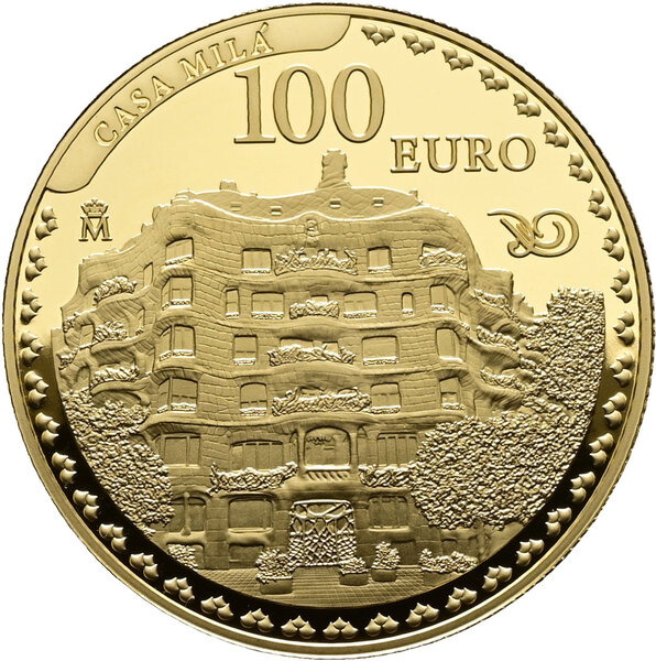 Pièce de monnaie en Or 100 Euro g 6.75 Millésime 2026 Antoni Gaudi CASA MILA (PRÉCOMMANDE)