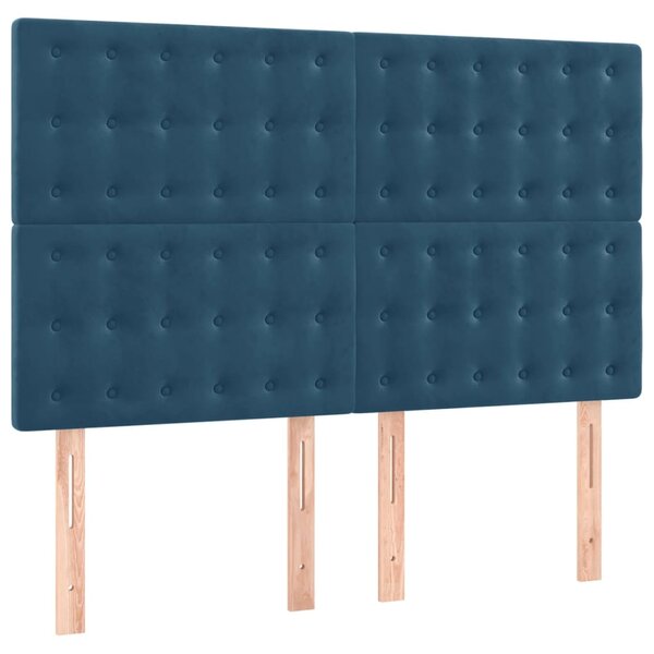 vidaXL Têtes de lit 4 Pièces Bleu foncé 72x5x78/88 cm Velours