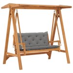vidaXL Balancelle avec coussin gris 170 cm Bois de teck solide