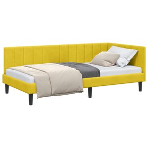 vidaXL Cadre de lit d'angle Jaune 90 cm x 200 cm Velours