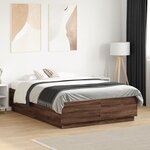 vidaXL Cadre de lit avec LED sans matelas chêne marron 120x190 cm