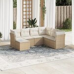 vidaXL Salon de jardin avec coussins 7 Pièces beige résine tressée