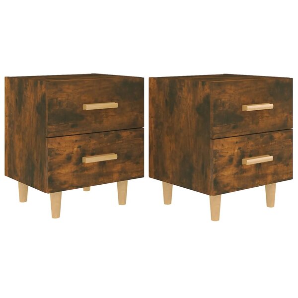 vidaXL Tables de chevet 2 Pièces Chêne fumé 40x35x47 5 cm