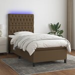 vidaXL Sommier à lattes de lit et matelas et LED Marron foncé 90x190cm