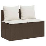 vidaXL Ensemble à manger de jardin 3 Pièces et coussins marron poly rotin