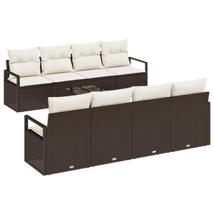 Set de canapé de jardin 9 pièces vidaXL avec coussins marron rattan synthétique