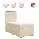 vidaXL Sommier à lattes de lit avec matelas Crème 90x200 cm Tissu