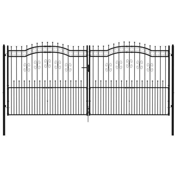 vidaXL Portail et sommet de lance Noir 406x223 cm Acier enduit poudre
