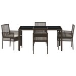 Ensemble de Salle à Manger de Jardin en 5 Pièces avec Coussins en Poly Rattan Marron