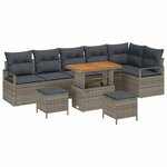 vidaXL Ensemble de canapé de jardin avec coussin 9 Pièces Gris