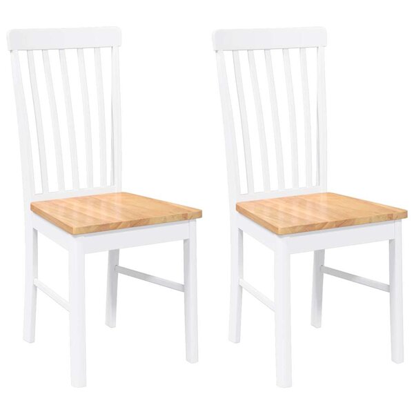 vidaXL Chaises à manger 2 Pièces blanc bois massif caoutchouc