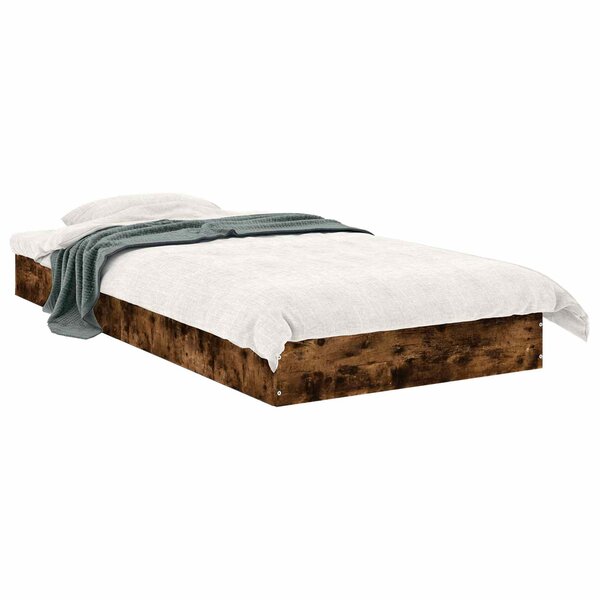 vidaXL Cadre de lit au sol Chêne fumé 80 x 200 cm Bois d'ingénierie