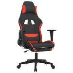 vidaXL Chaise de jeu de massage avec repose-pied Noir et rouge Tissu