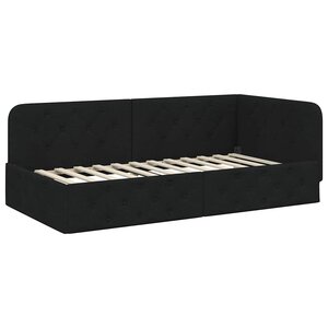 vidaXL Cadre de lit d'angle Noir 90 x 200 cm tissu