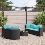 vidaXL Salon de jardin 7 Pièces avec coussins noir résine tressée