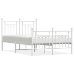 vidaXL Cadre de lit métal sans matelas et pied de lit blanc 120x200 cm