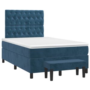 vidaXL Sommier à lattes de lit et matelas bleu foncé 120x190cm velours