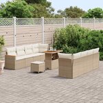 vidaXL Ensemble de canapé de jardin 11 Pièces Beige polyrotin