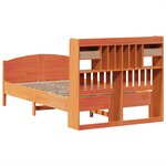vidaXL Lit bibliothèque sans matelas cire marron 135x190 cm pin massif