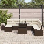 vidaXL Ensemble de canapé de jardin 9 Pièces Marron Poly rotin